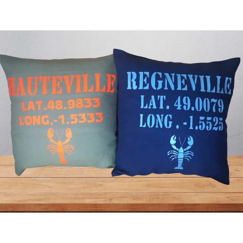 COUSSIN EN LIN PERSONNAILISABLE CARRE LATITUE ET LONGITUDE