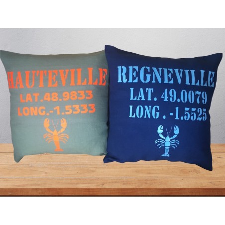 COUSSIN EN LIN PERSONNAILISABLE CARRE LATITUE ET LONGITUDE