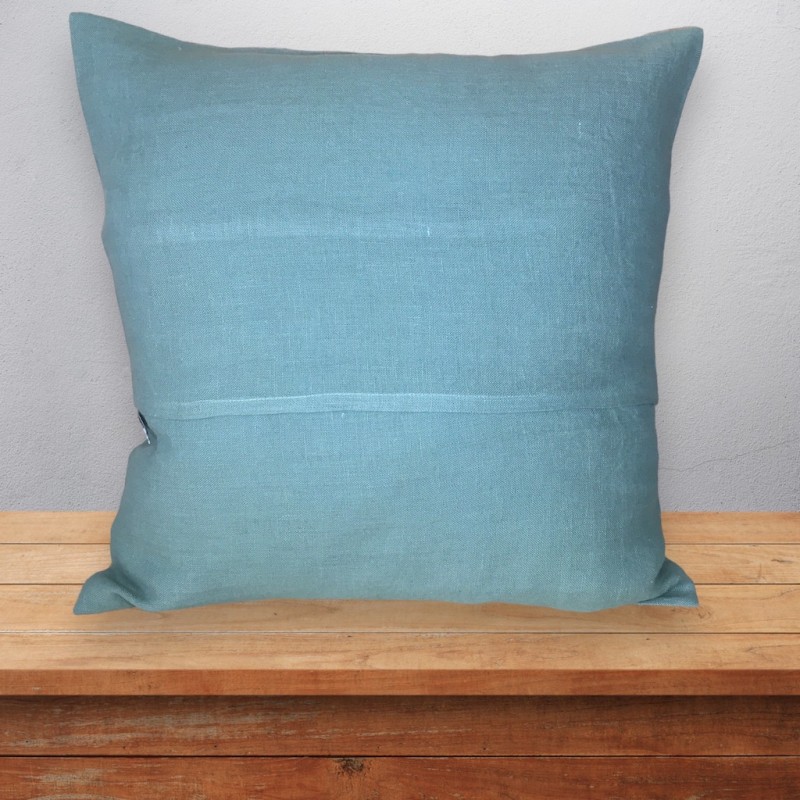 COUSSIN CARRE LIN TURQUOISE DOS