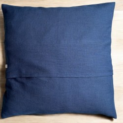 Coussin en lin lavé bleu indigo personnalisable