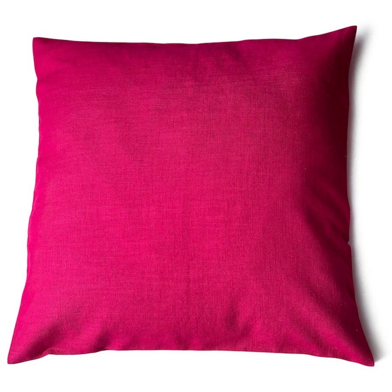 Coussin en lin lavé framboise personnalisable