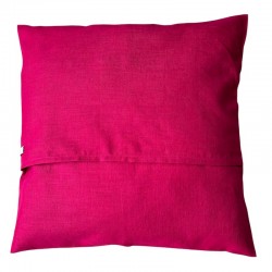 Coussin en lin lavé framboise personnalisable DOS