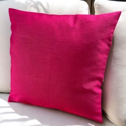 Coussin en lin lavé framboise personnalisable