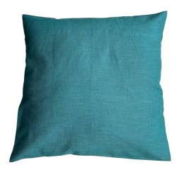 Coussin en lin lavé turquoise personnalisable