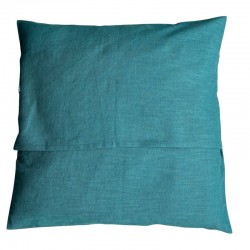 Coussin en lin lavé turquoise personnalisable - Dos