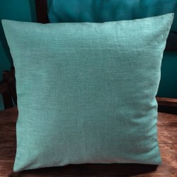 Coussin en lin lavé turquoise personnalisable