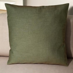 Coussin en lin lavé kaki personnalisable